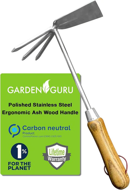 Stainless steel cultivator hoe with ash wood handle by Garden Guru on Tampa Home & Garden Store