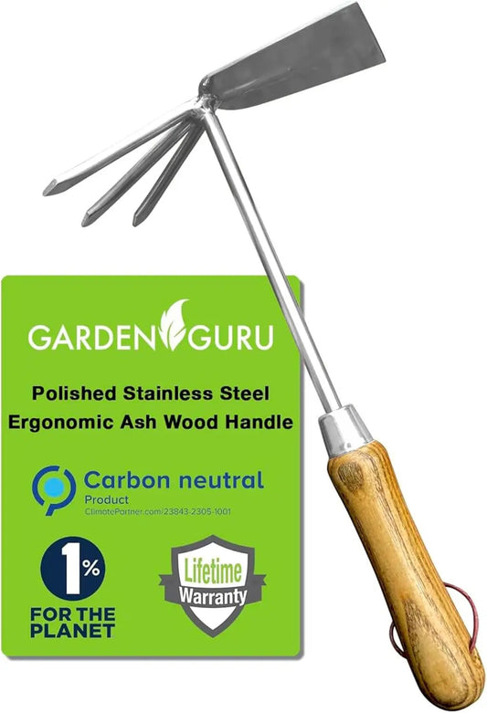 Stainless steel cultivator hoe with ash wood handle by Garden Guru on Tampa Home & Garden Store