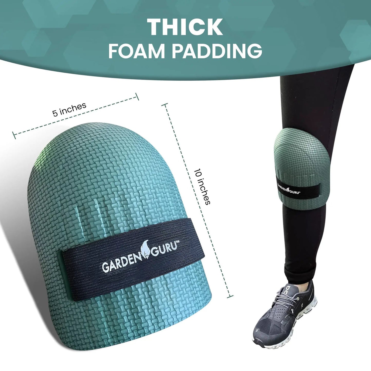 Garden Guru Ergonomic Gardening Kneepads with thick teal foam padding on Tampa Home & Garden Store