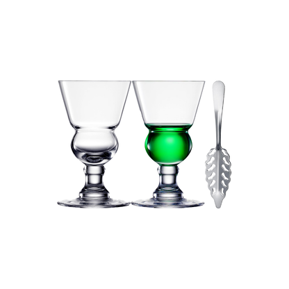 Specialty Absinthe Glasses with Spoon and Tray