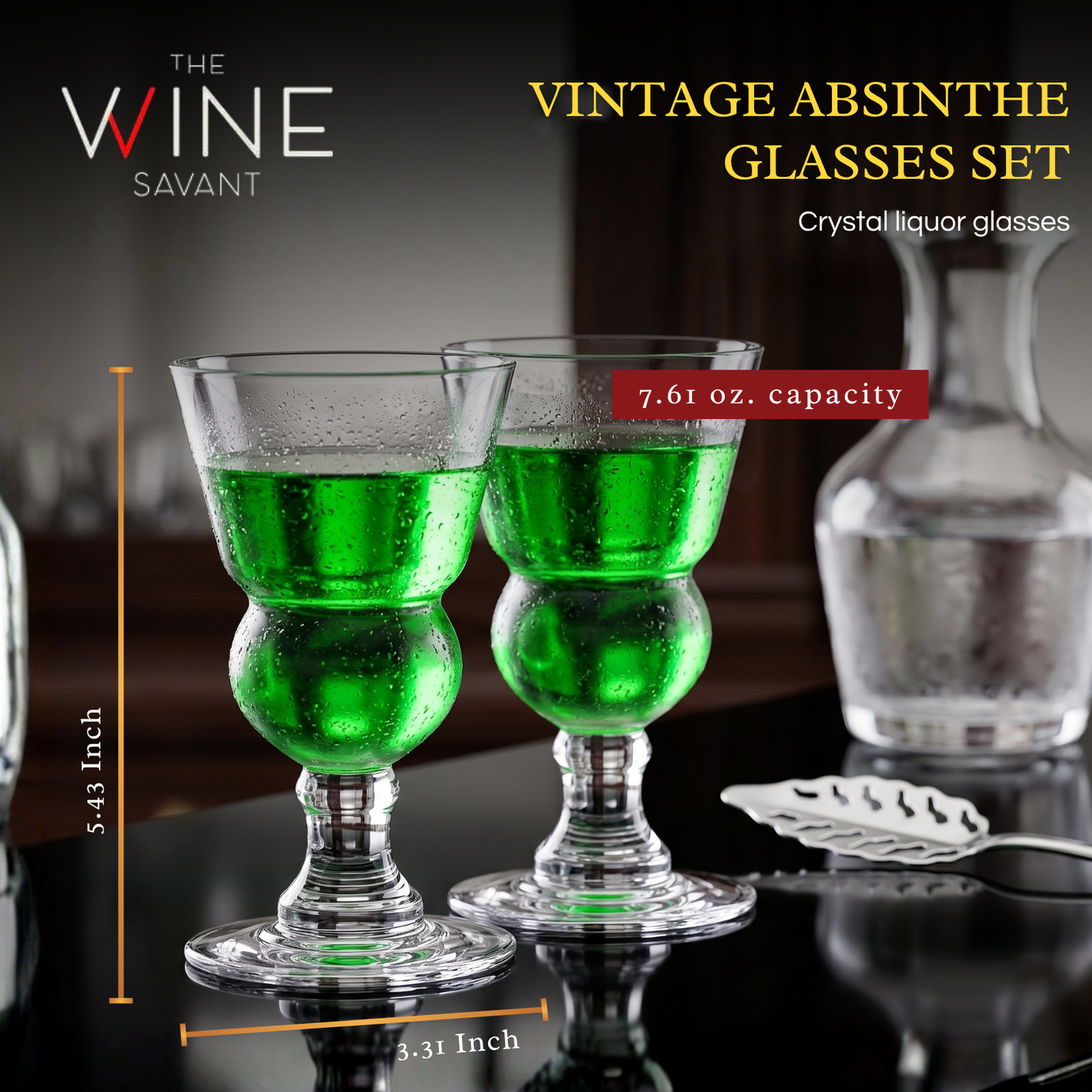 Specialty Absinthe Glasses with Spoon and Tray