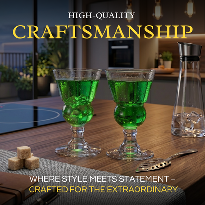 Specialty Absinthe Glasses with Spoon and Tray