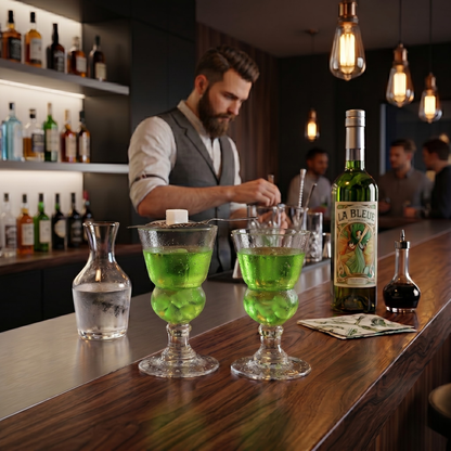Specialty Absinthe Glasses with Spoon and Tray