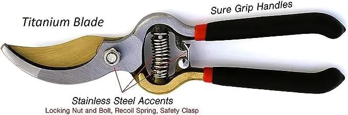 Garden Guru Titanium Bypass Pruner with Comfort Grip, titanium blade and Sure Grip Handles on Tampa Home & Garden Store