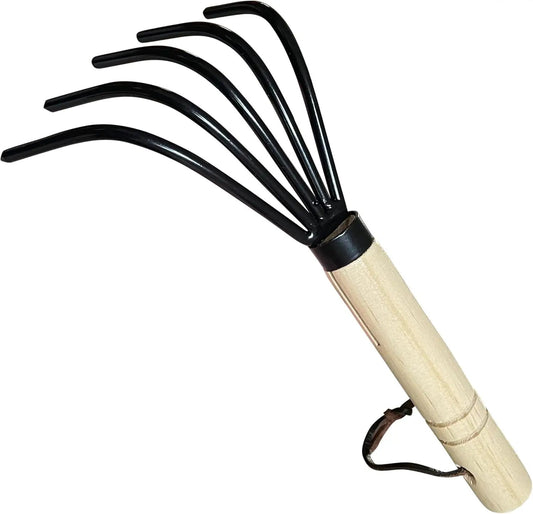 Garden Claw Cultivator Rake with Wood Handle, black curved steel tines on Tampa Home & Garden Store