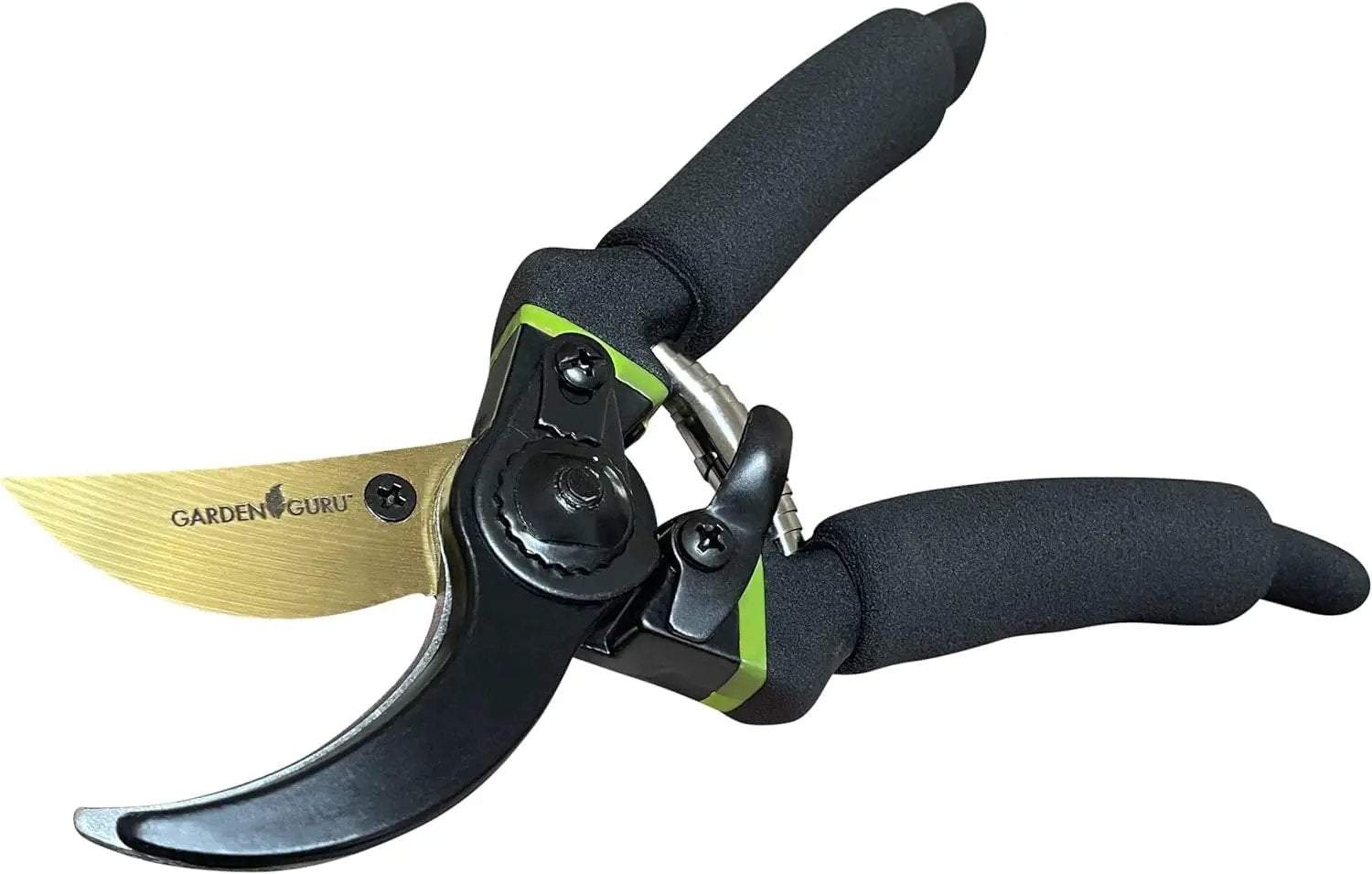 Pruning shears Garden Guru titanium-coated with soft-grip black handles and gold blade on Tampa Home & Garden Store