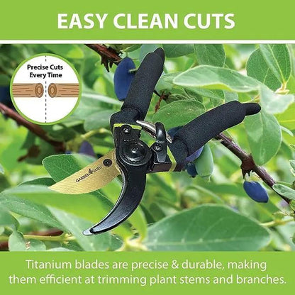 Garden Guru pruning shears titanium blades with soft grip black handles on Tampa Home & Garden Store