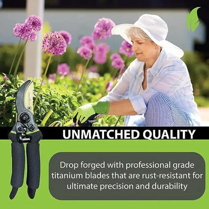 Garden Guru titanium soft-grip pruning shears with rust-resistant blades and black handles on Tampa Home & Garden Store