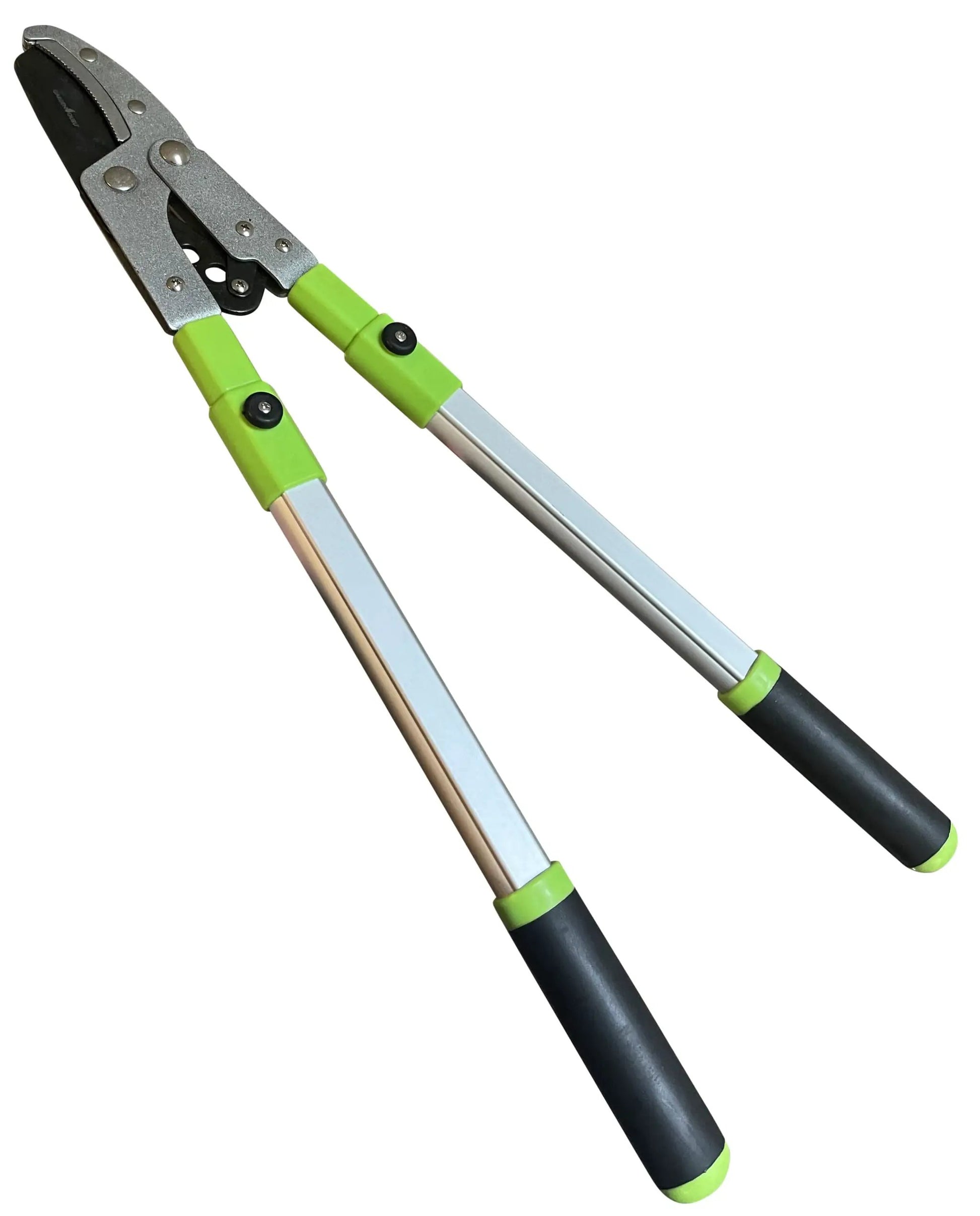 Extendable anvil loppers Garden Guru, green grip handles on silver shafts, pair on Tampa Home & Garden Store