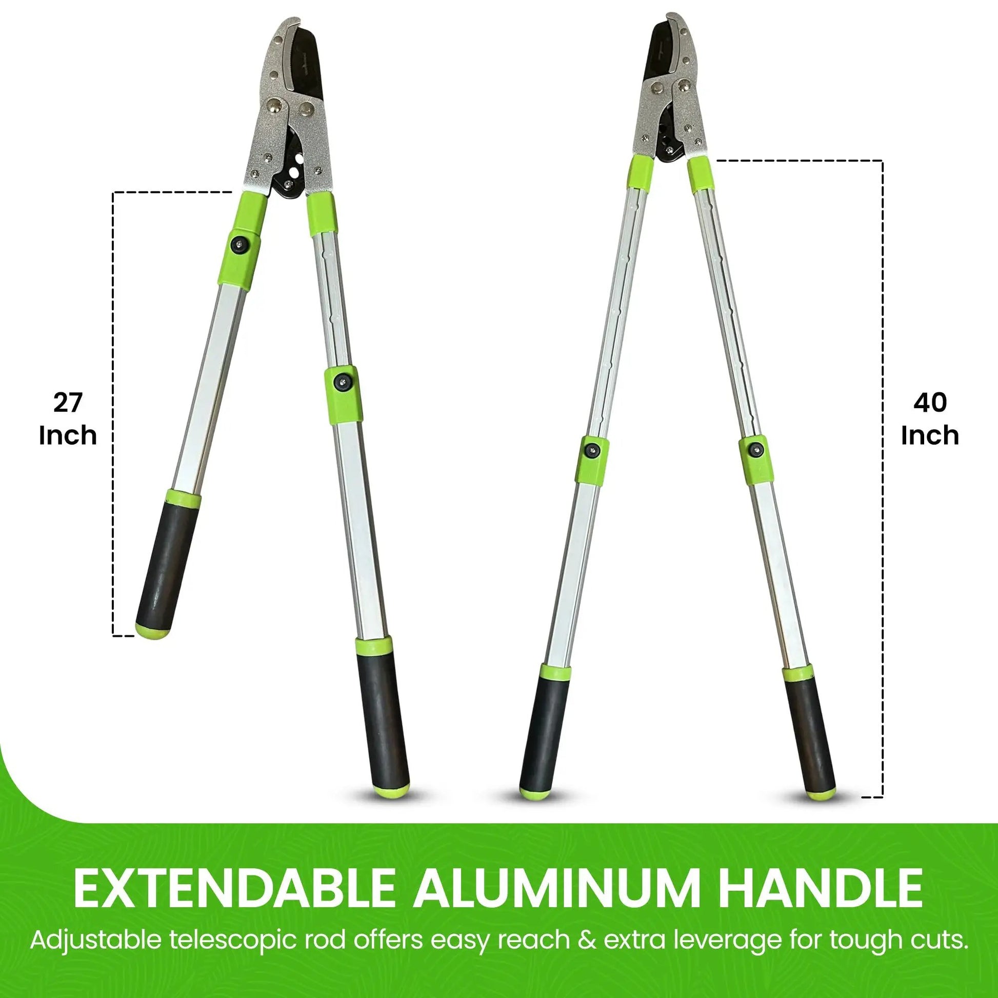 Extendable Anvil Loppers by Garden Guru with aluminum telescoping handles in 27in and 40in sizes on Tampa Home & Garden Store