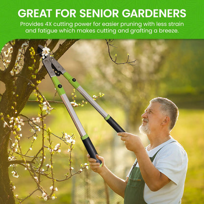 Garden Guru Extendable Anvil Loppers for pruning with green handles in use on Tampa Home & Garden Store