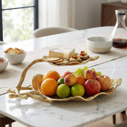 Gold Leaf Two Tier Serving and the Center Tray
