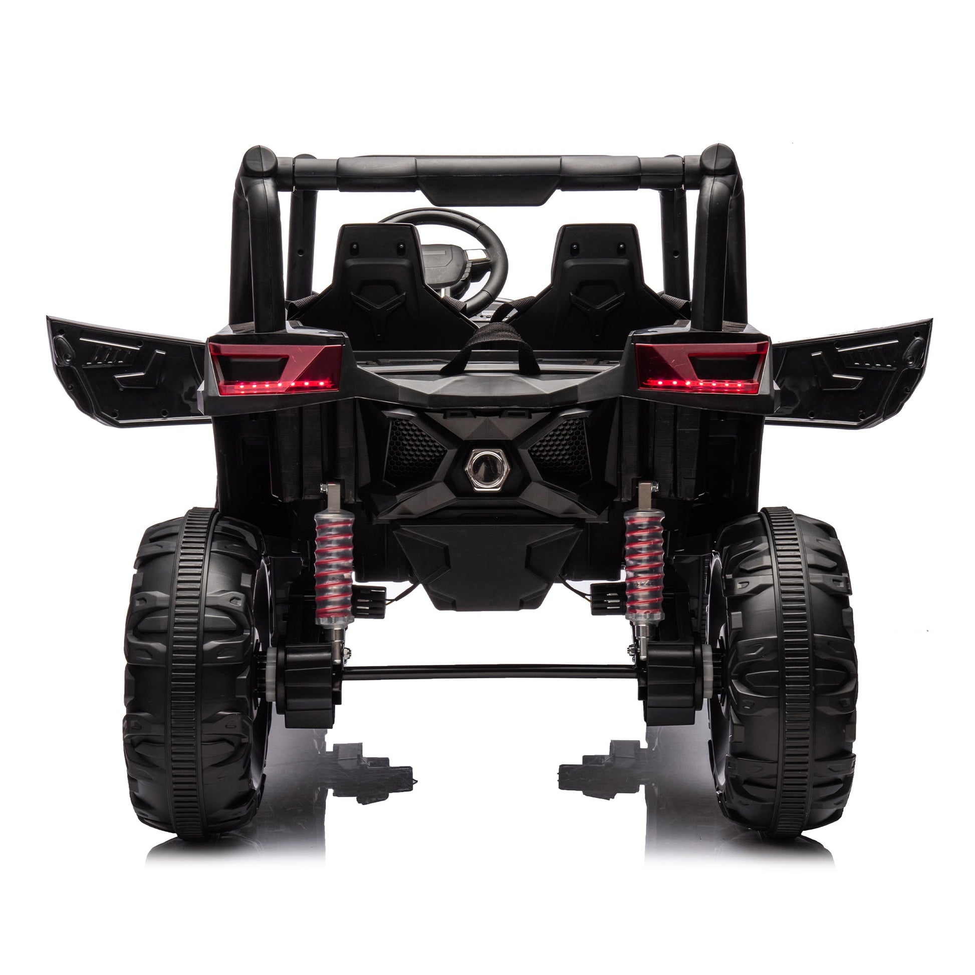 Side by Side 4x4 ride-on off-road truck with remote, battery powered, high/low speed, black on Tampa Home & Garden Store