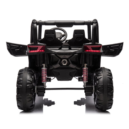 Side by Side 4x4 ride-on off-road truck with remote, battery powered, high/low speed, black on Tampa Home & Garden Store