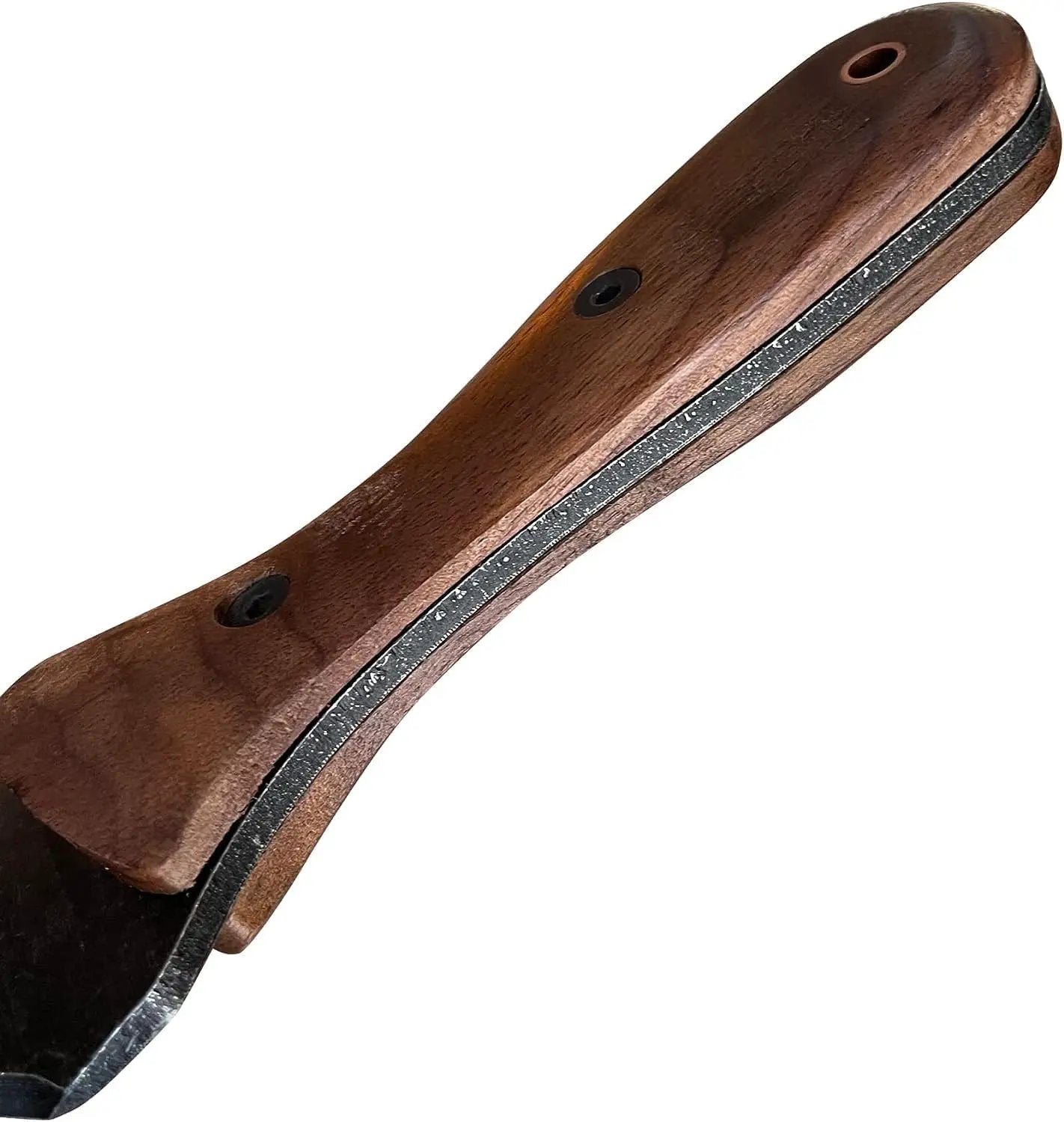 Vintage Hori Hori garden knife with walnut handle, Garden Guru brand, speckled metal spine on Tampa Home & Garden Store