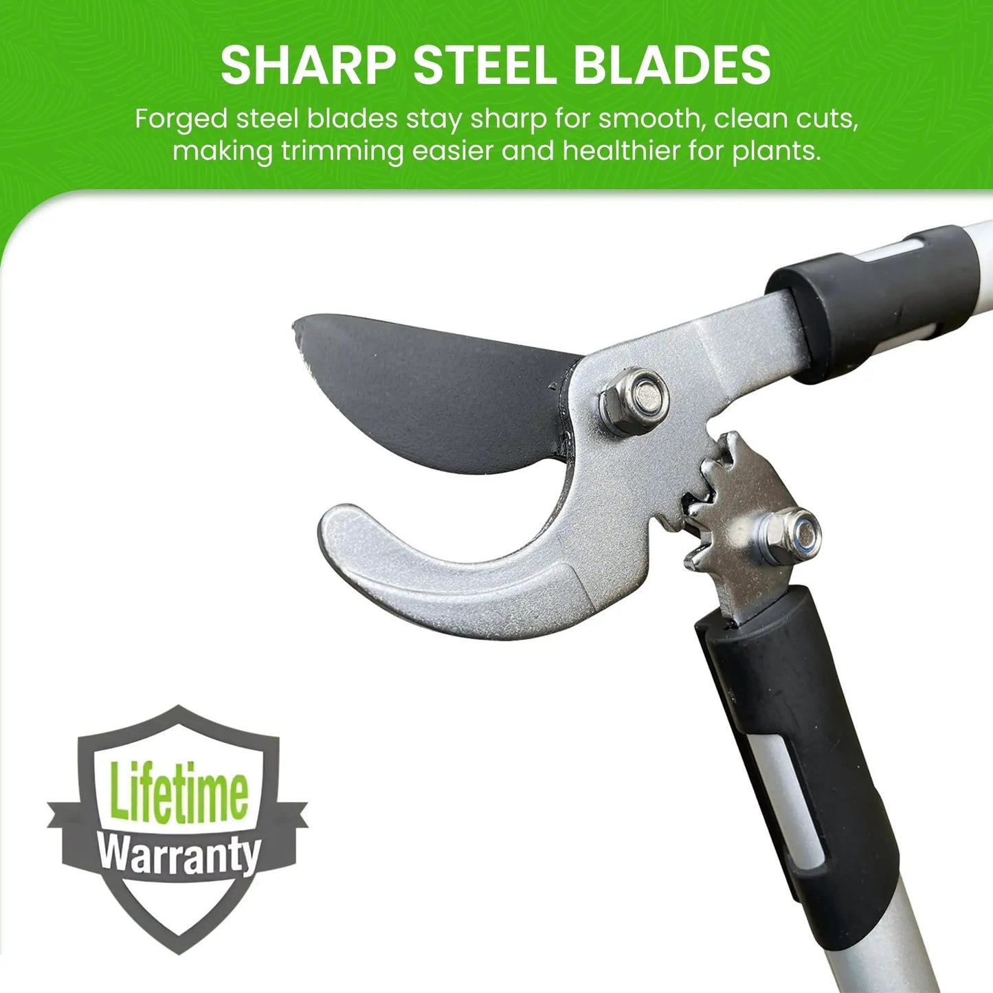 Power Bypass Gardening Loppers Garden Guru, sharp steel blades, silver/black handle on Tampa Home & Garden Store
