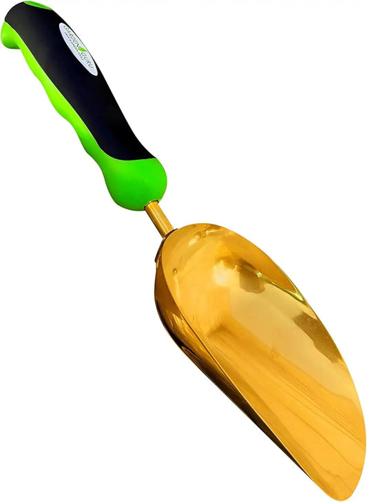 Titanium garden scoop trowel with black-green ergonomic handle Garden Guru on Tampa Home & Garden Store