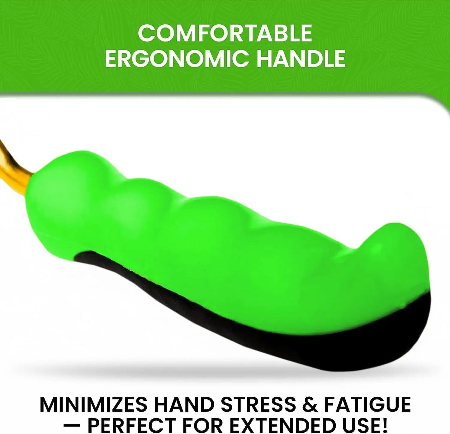 Titanium garden scoop trowel with bright lime-green ergonomic handle for transplanting on Tampa Home & Garden Store