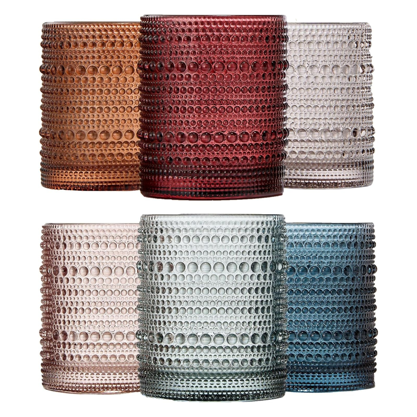 Spring Tonal Hobnail Lowball Glasses Set of 6