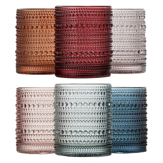 Spring Tonal Hobnail Lowball Glasses Set of 6