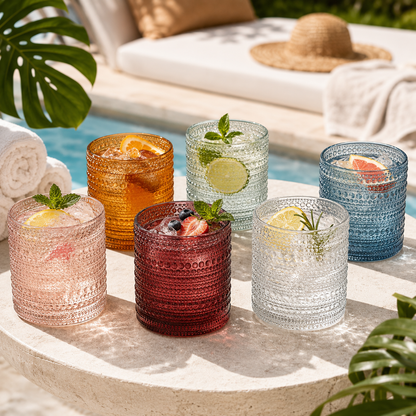 Spring Tonal Hobnail Lowball Glasses Set of 6