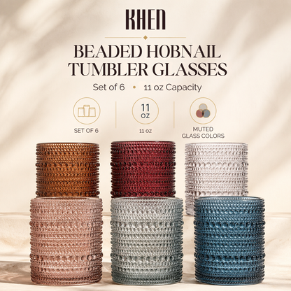 Spring Tonal Hobnail Lowball Glasses Set of 6