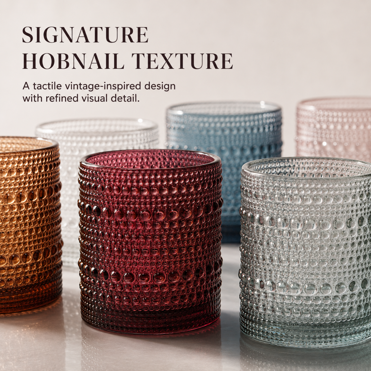 Spring Tonal Hobnail Lowball Glasses Set of 6