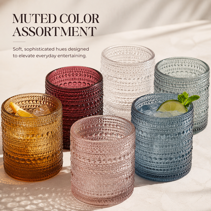 Spring Tonal Hobnail Lowball Glasses Set of 6