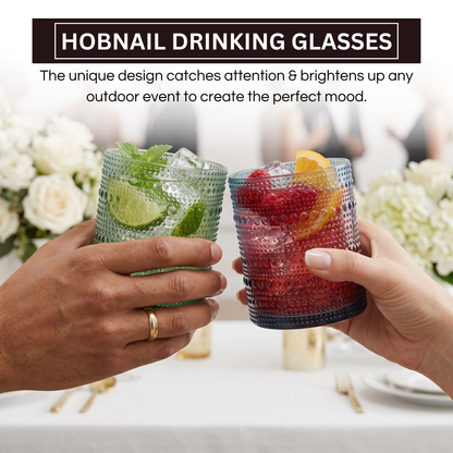 Eze Acrylic Hobnail Lowball Glasses Set of 4