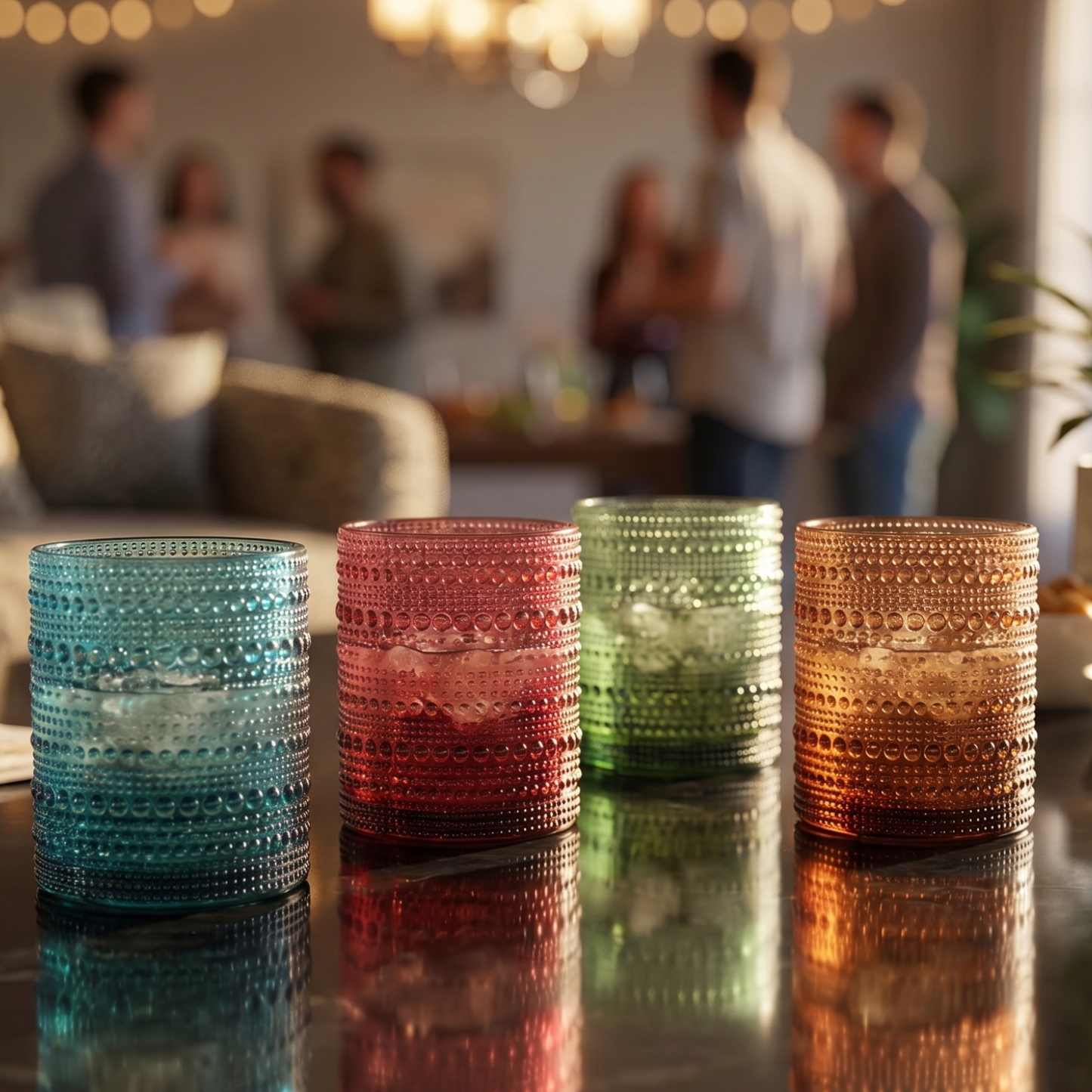 Eze Acrylic Hobnail Lowball Glasses Set of 4