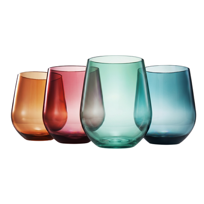 Eze Acrylic Stemless Wine Glass Set of Four