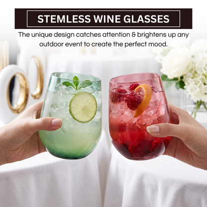 Eze Acrylic Stemless Wine Glass Set of Four