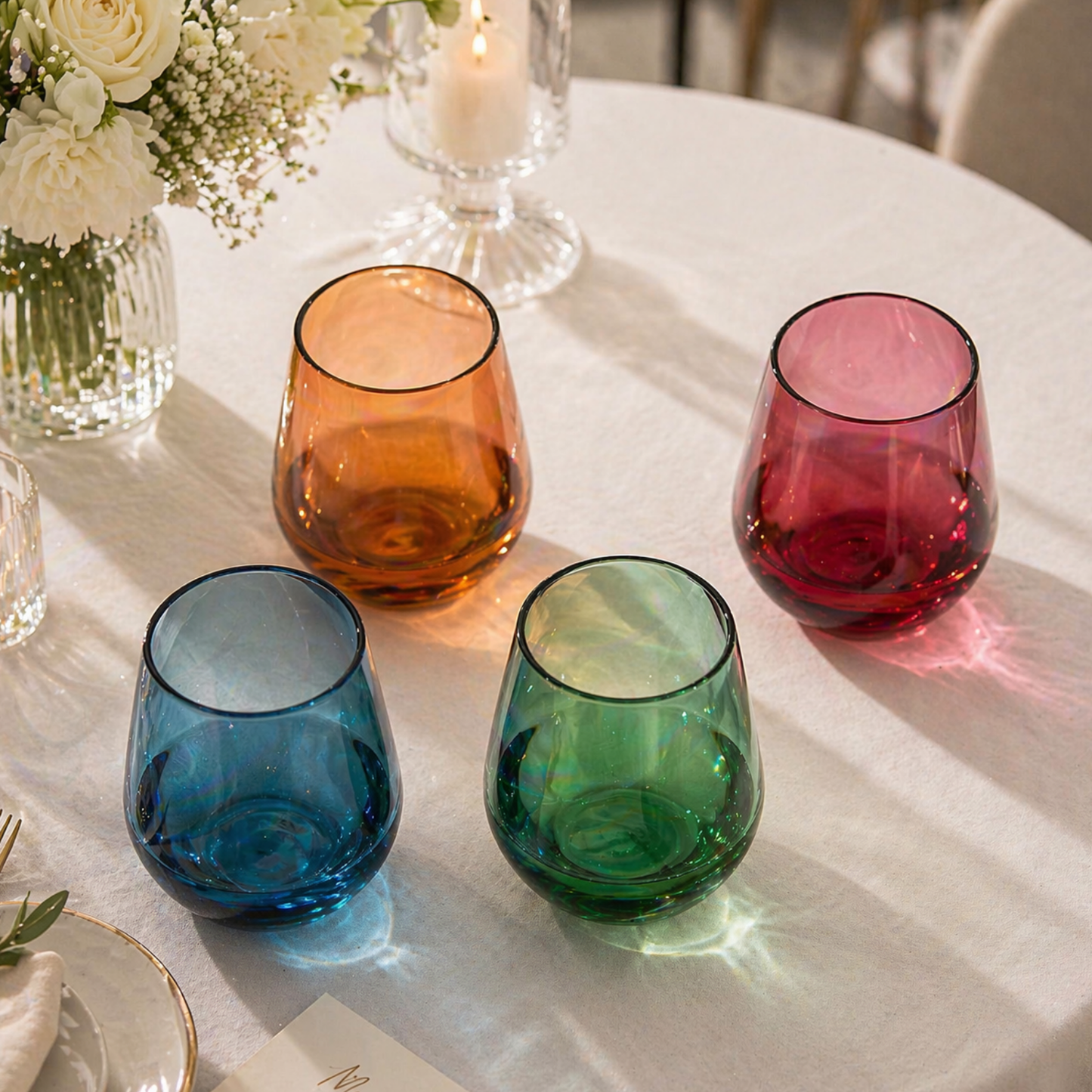 Eze Acrylic Stemless Wine Glass Set of Four