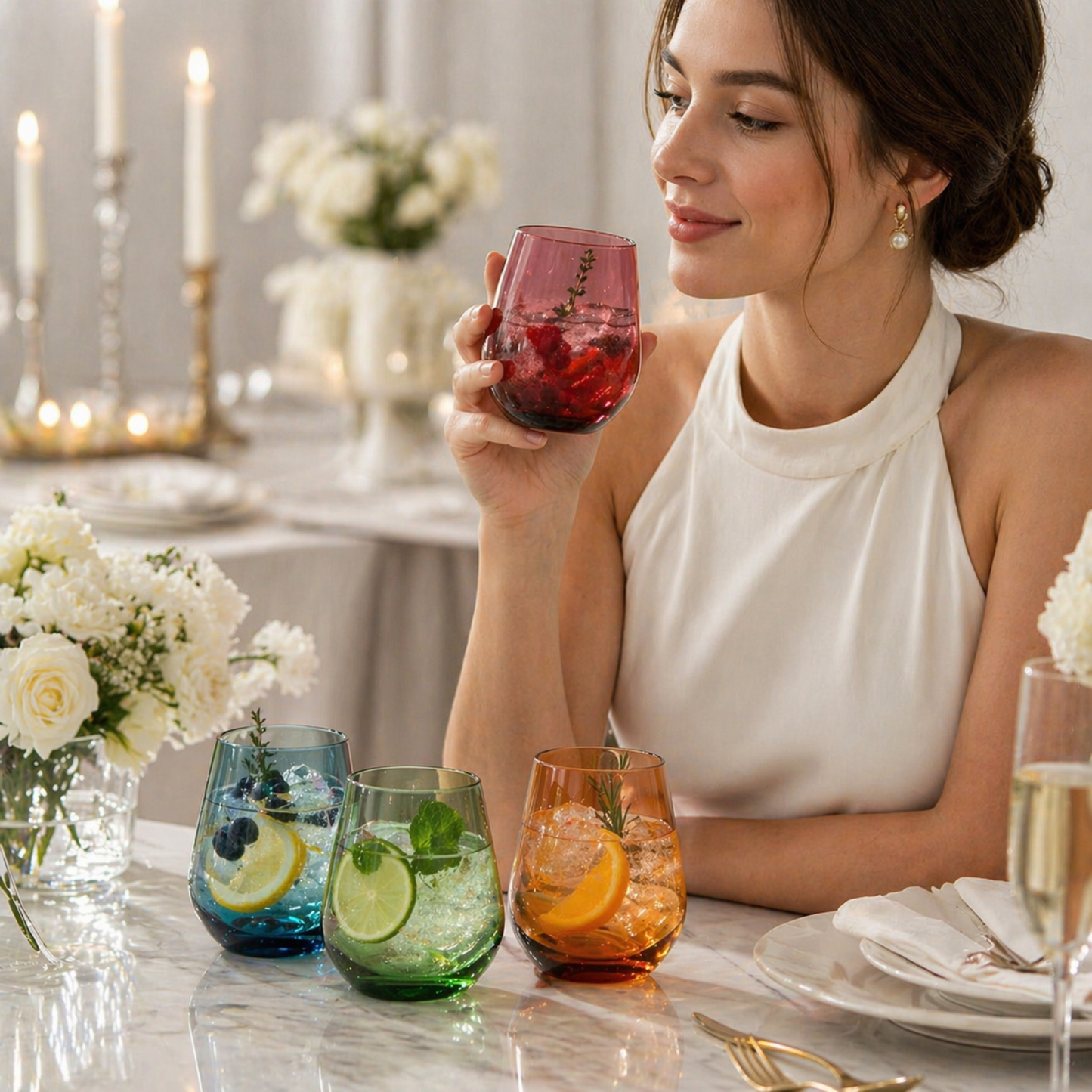Eze Acrylic Stemless Wine Glass Set of Four