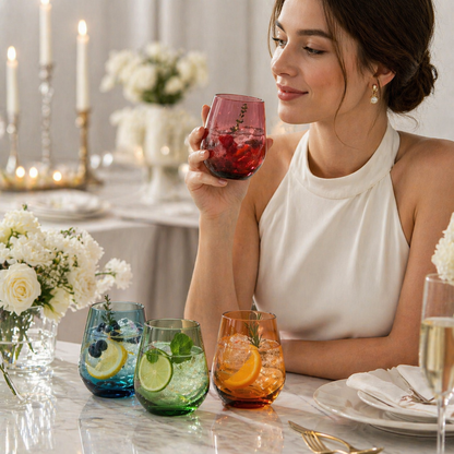Eze Acrylic Stemless Wine Glass Set of Four