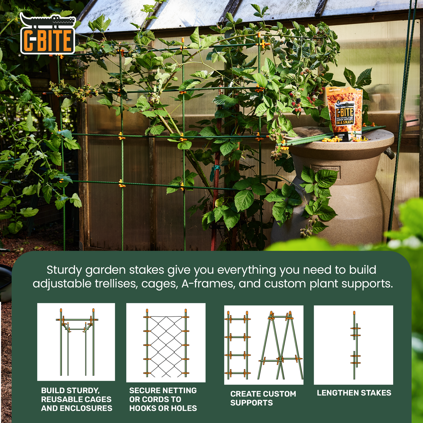 2.5' Sturdy Cross Bars- Garden Stake Segments - flat on both ends