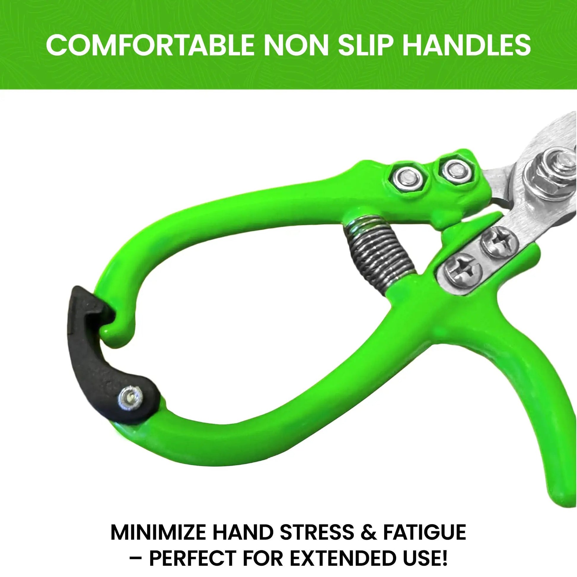 Ergo Garden Snips Curved Blade pruners with bright green non-slip handles by Garden Guru on Tampa Home & Garden Store