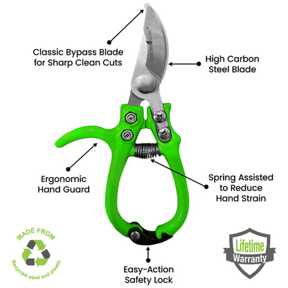 Ergo Garden Snips Pruners curved blade high carbon steel ergonomic handle Garden Guru on Tampa Home & Garden Store