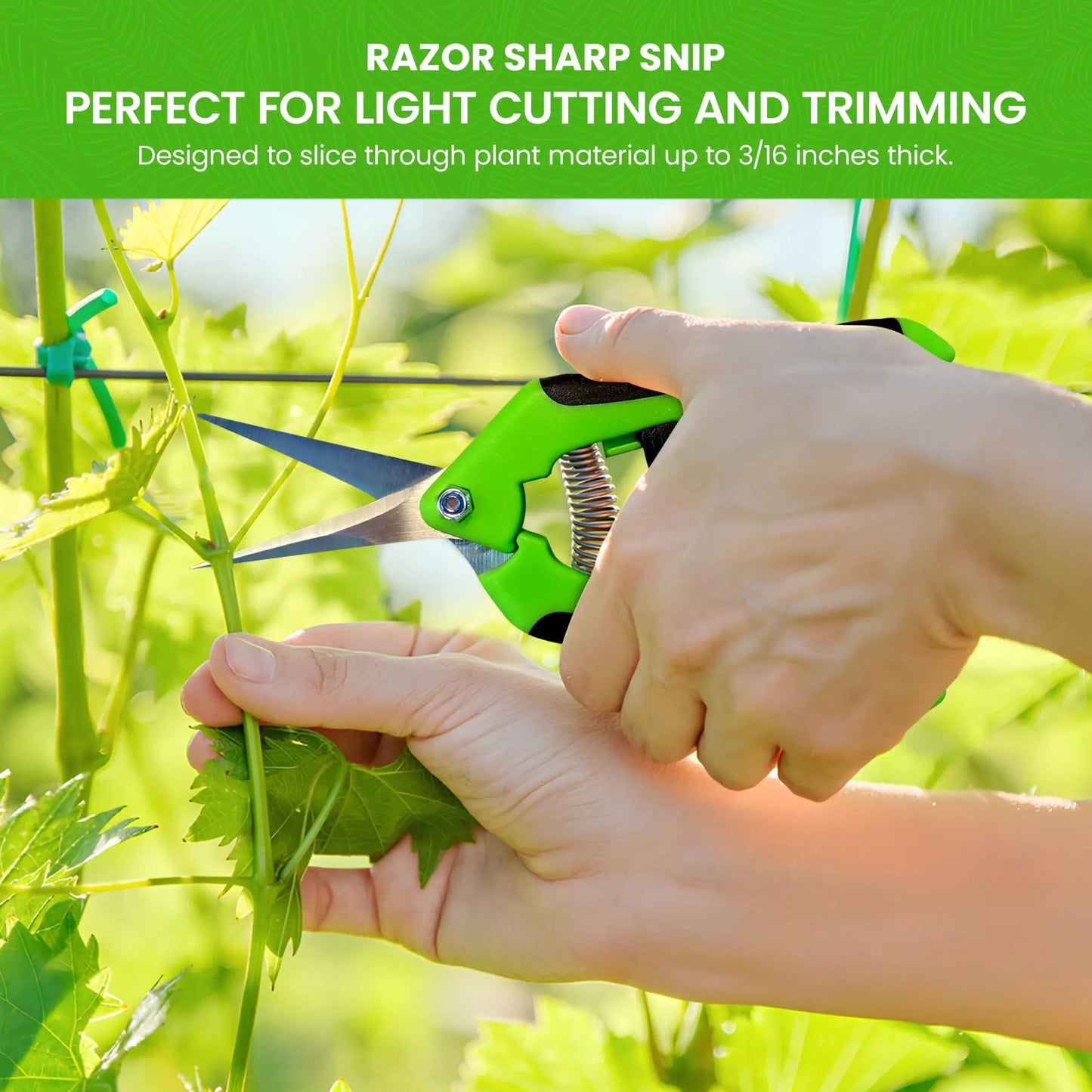 Garden Micro Snips for pruning and trimming with green handle and stainless blade on Tampa Home & Garden Store