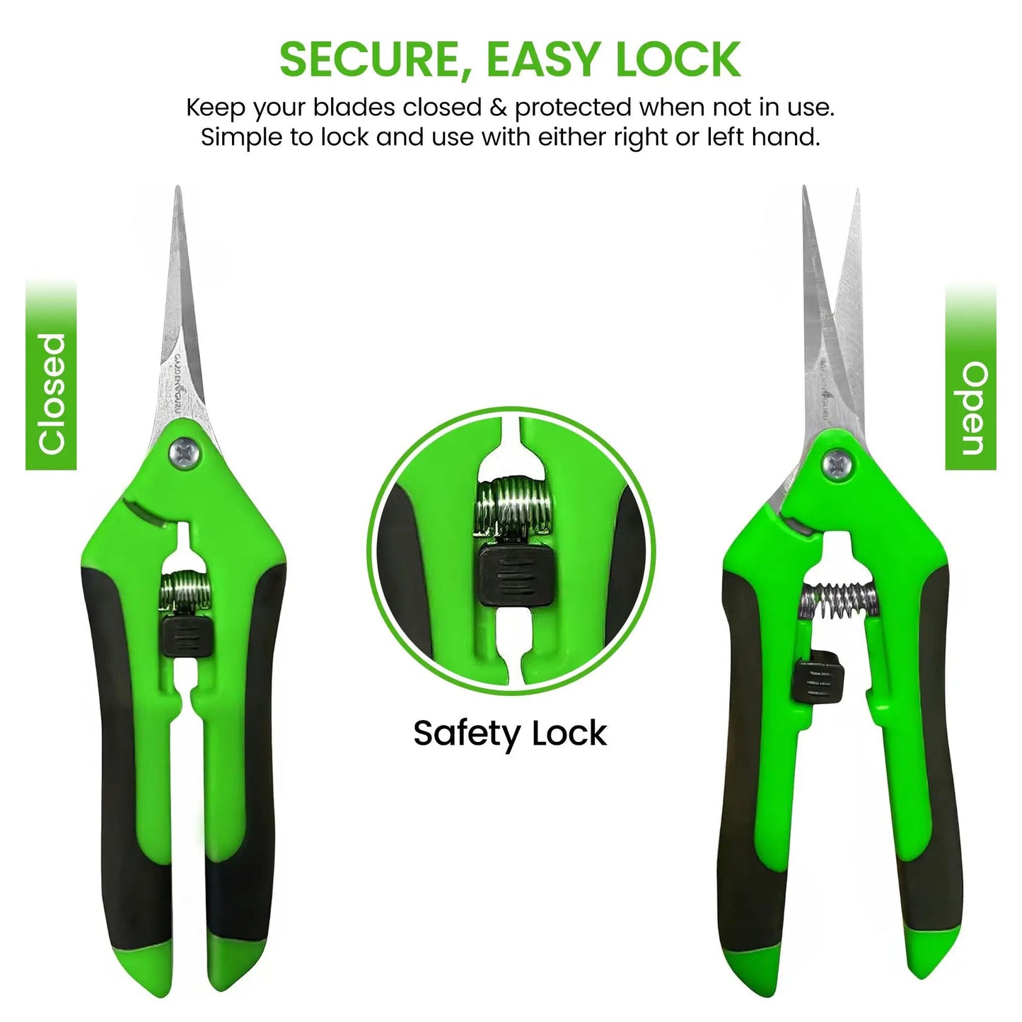 Garden Micro Snips pruning shears by Garden Guru, bright green handles, dual blades, 2-pack on Tampa Home & Garden Store