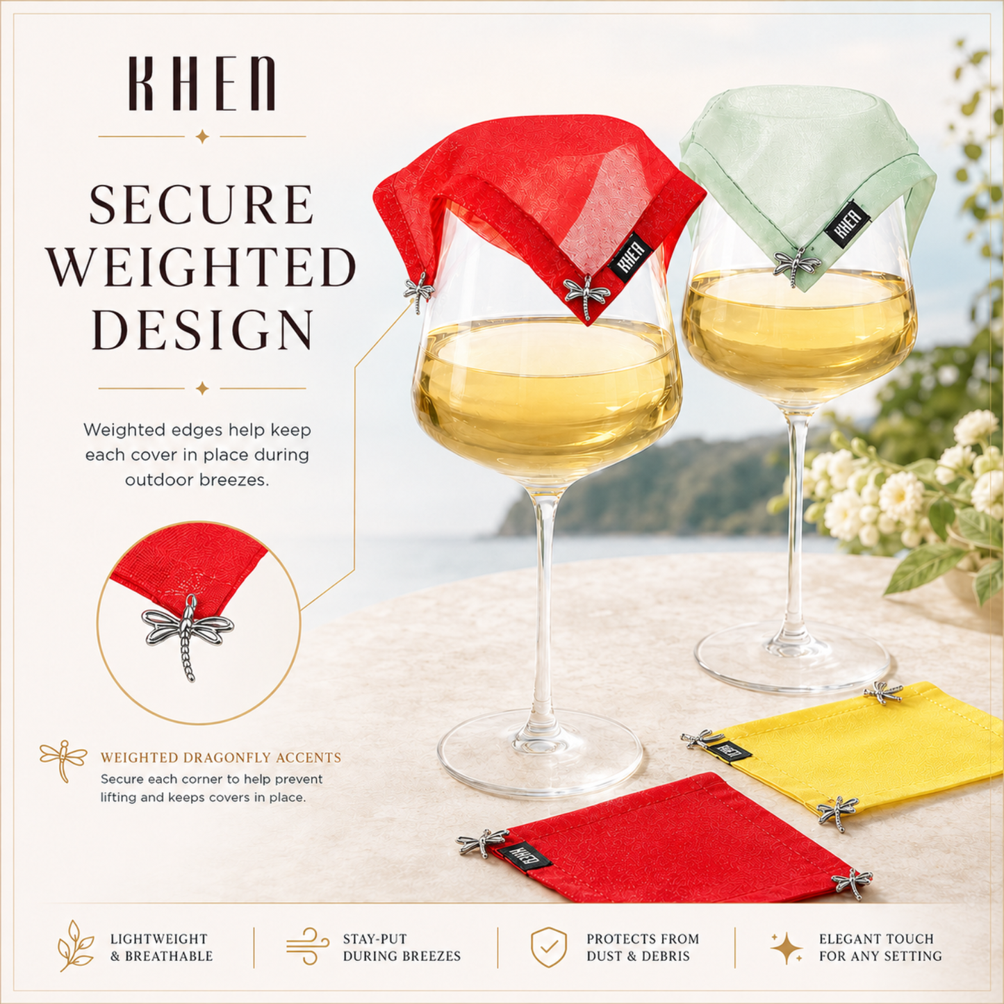 Weighted Outdoor Wine Glass Covers Set of 4