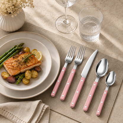 Khen Pink Stainless Steel Cutlery Set of 20