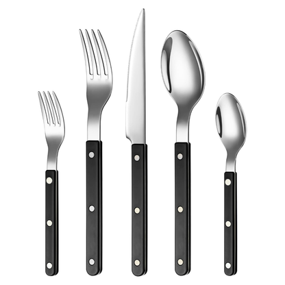 Khen Black Set of 20 Stainless Steel Flatware