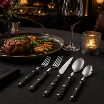 Khen Black Set of 20 Stainless Steel Flatware