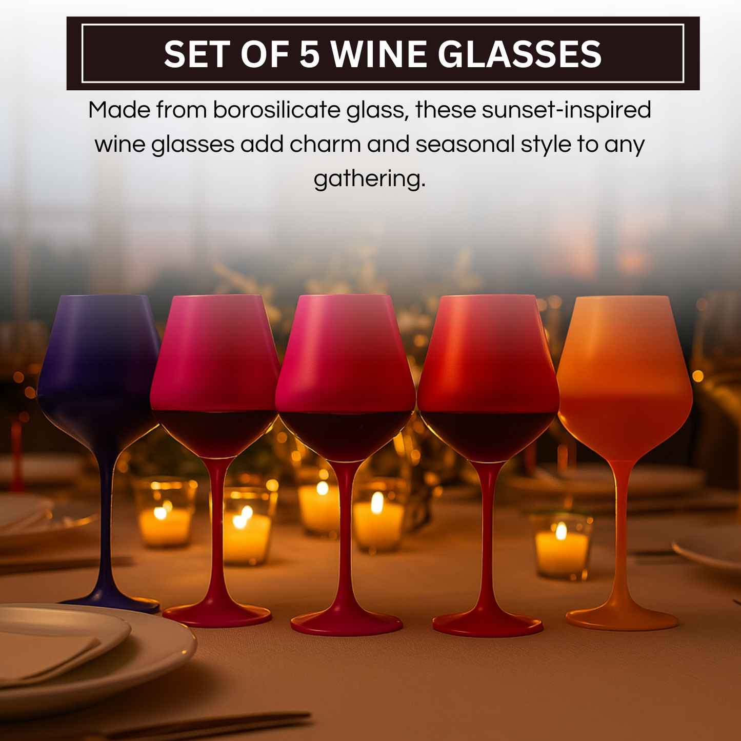 Large Southwest Sunset Wine Glass Set Of Five