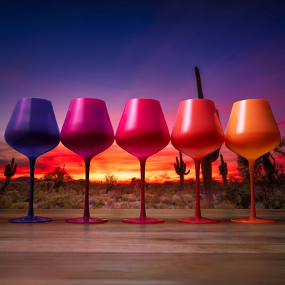 Large Southwest Sunset Wine Glass Set Of Five