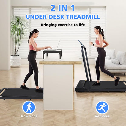 Walking Pad Treadmill Under Desk 2 in 1 Folding Portable Treadmill for Home Office Walking Jogging Machine 240 lb Capacity Black - Tampa Home & Garden Store