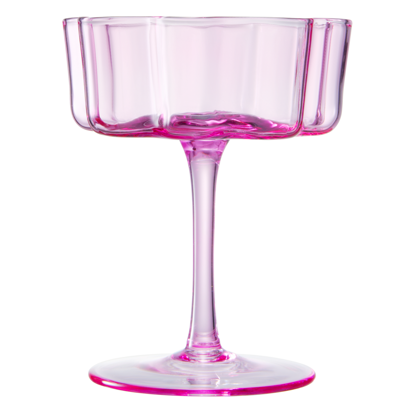 Flower Wave Coupe Glasses Hot Pink and Blush Set