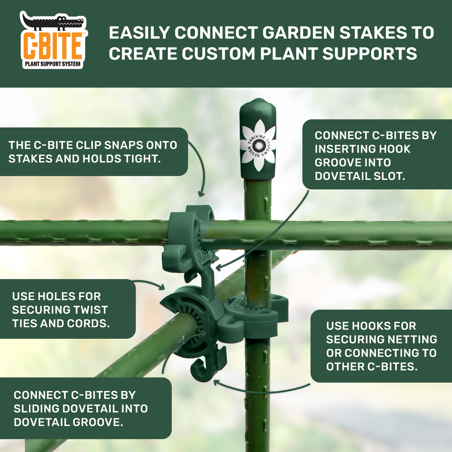 El kit Maker - Sistema de soporte para plantas - Con o sin estacas de jardín verticales de 5'