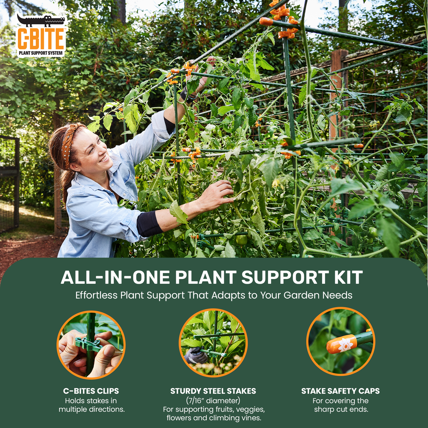 El kit Maker - Sistema de soporte para plantas - Con o sin estacas de jardín verticales de 5'